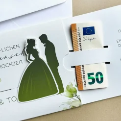 Geldgeschenk zur Hochzeit - Ziehkarte mit Brautpaar