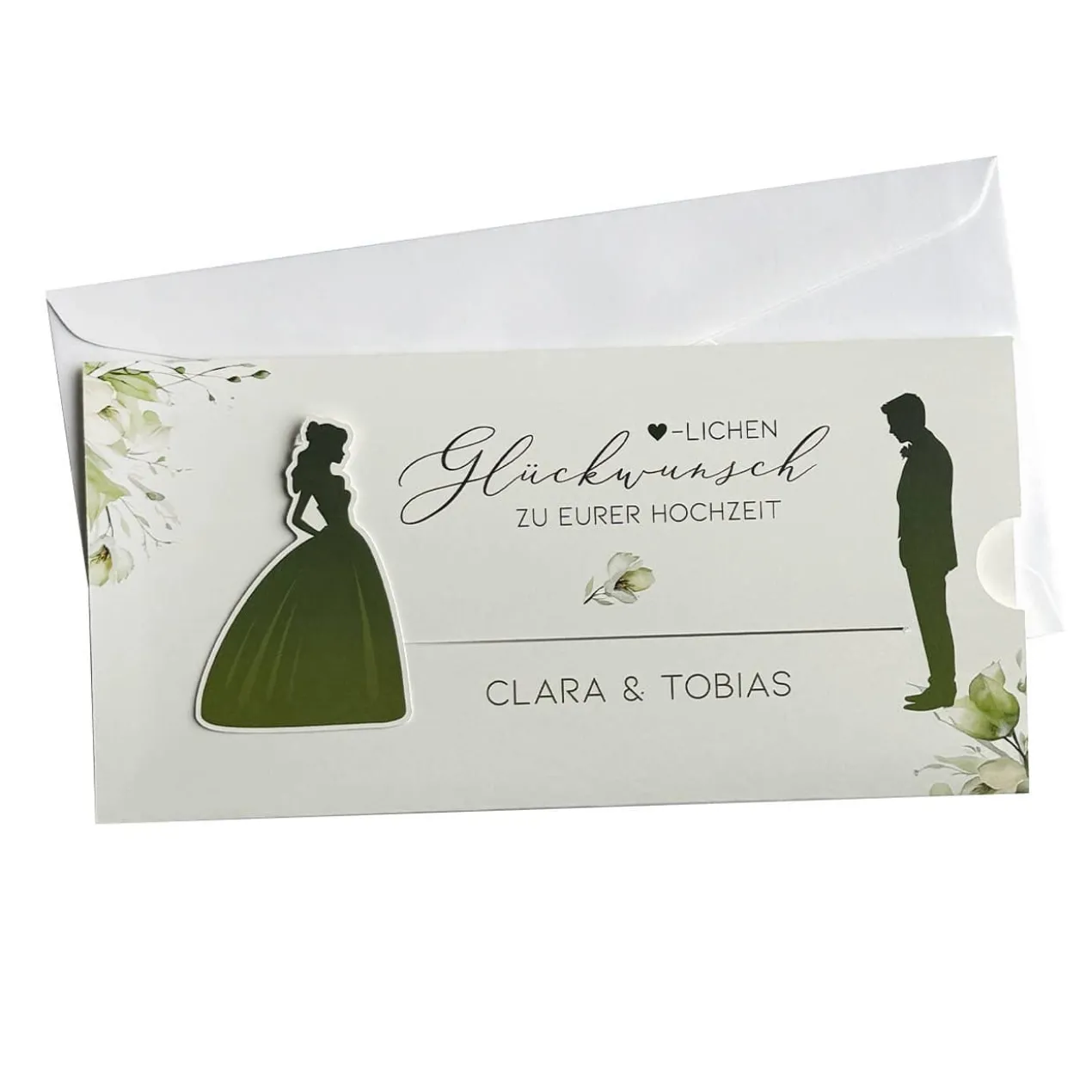 Geldgeschenk zur Hochzeit - Ziehkarte mit Brautpaar