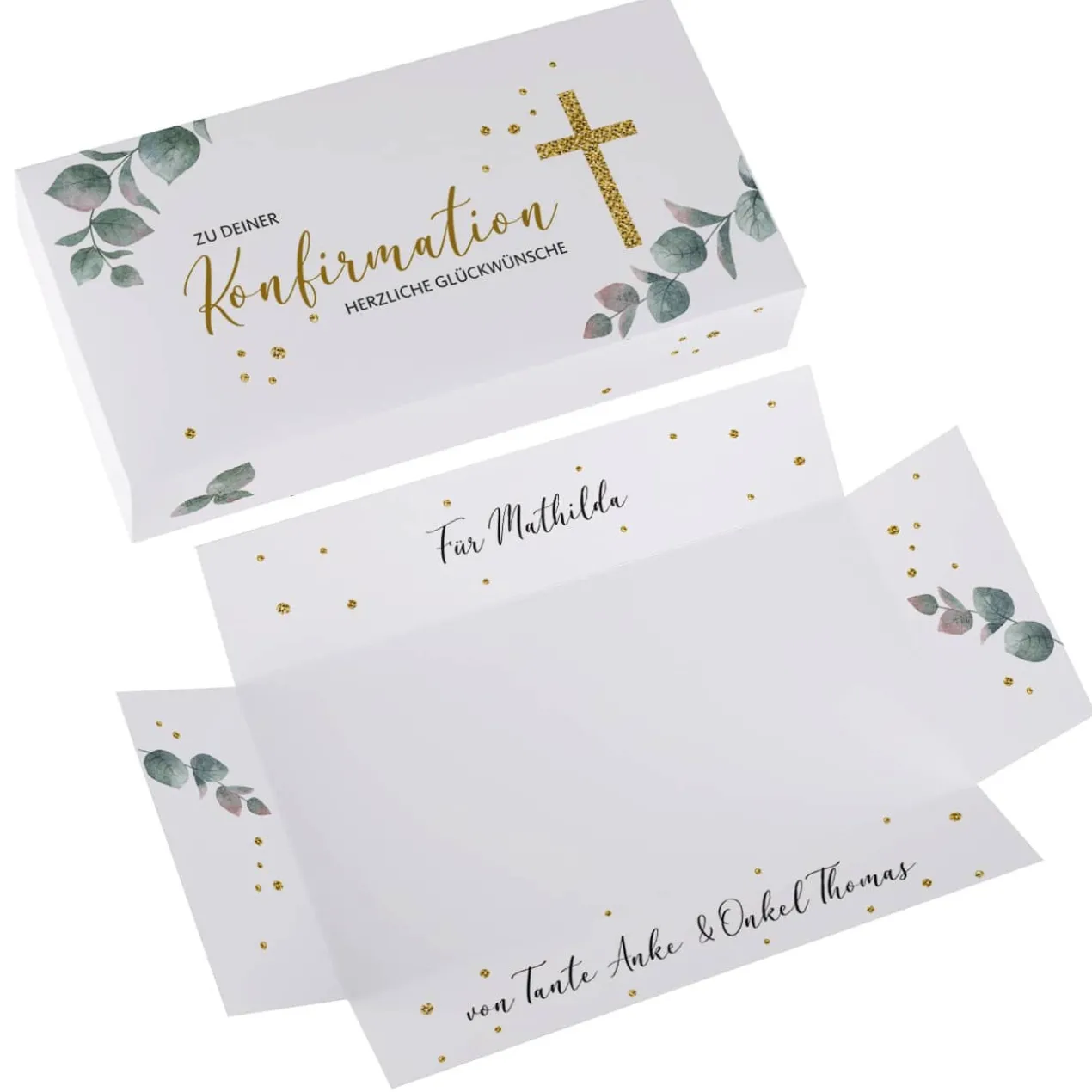 Geldgeschenk zur Konfirmation, Explosionsbox mit Ihrem Text