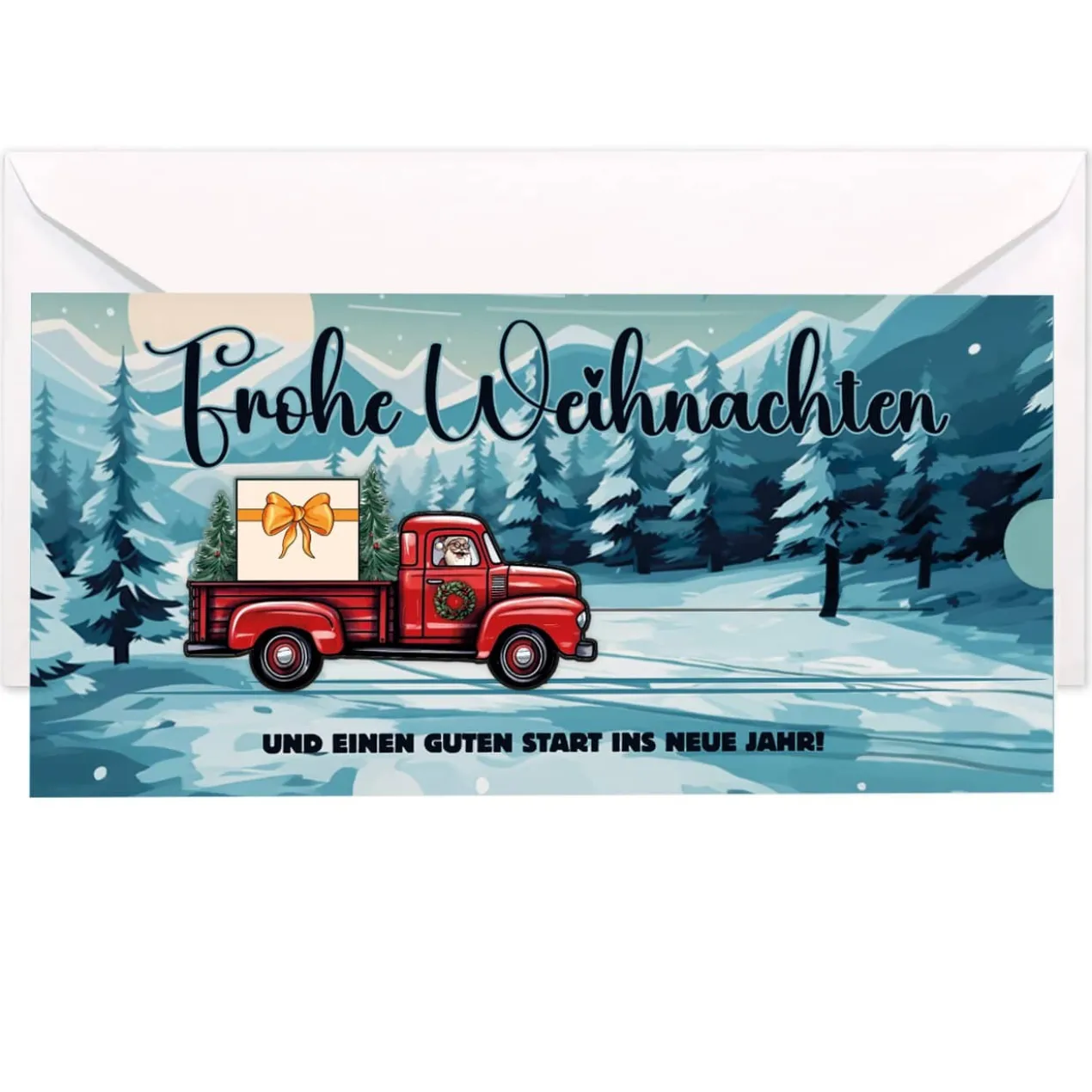 Geldgeschenk zu Weihnachten - Ziehkarte mit Pickup & Wunschtext