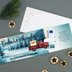 Geldgeschenk zu Weihnachten - Ziehkarte mit Pickup & Wunschtext