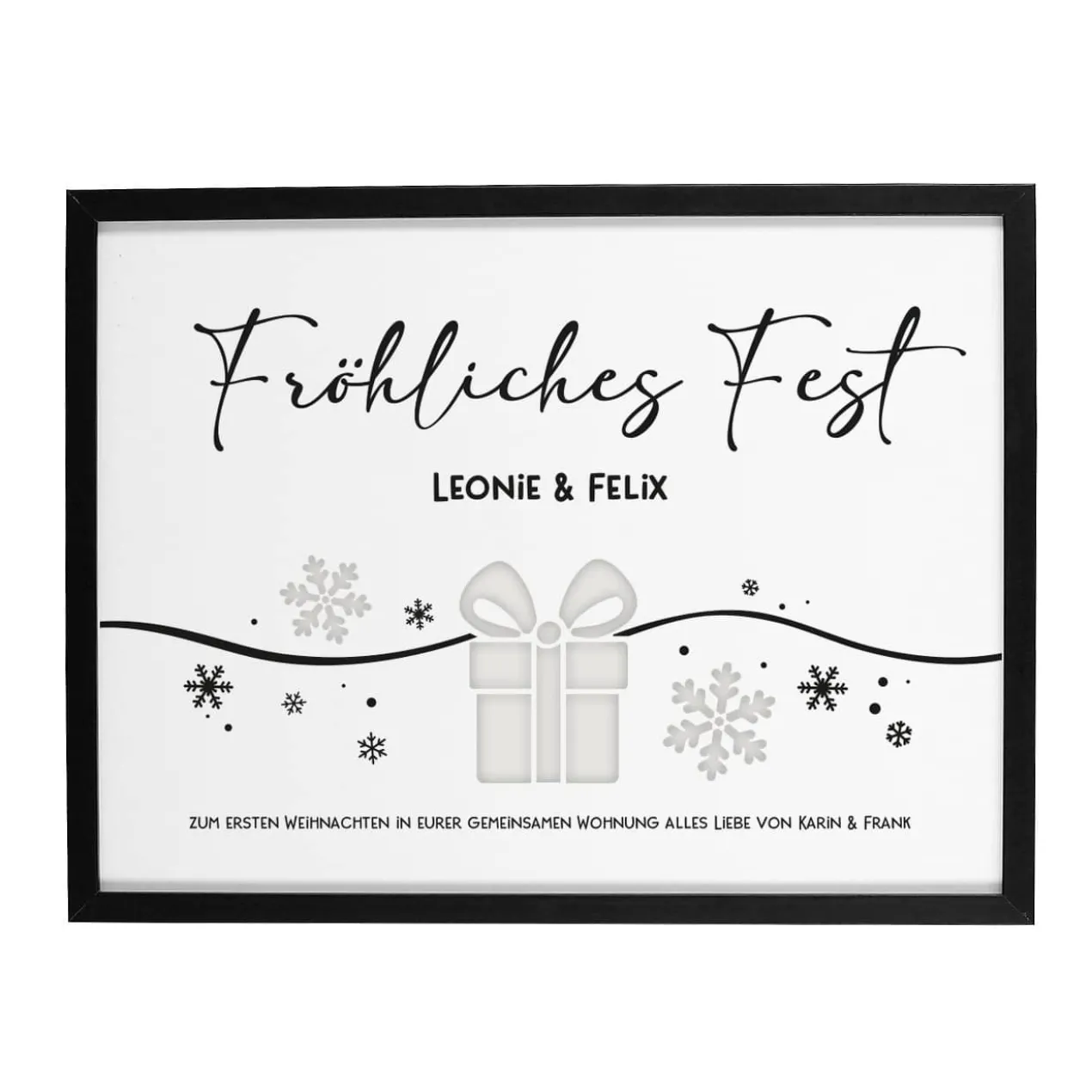 Geldgeschenk zu Weihnachten - Bilderrahmen mit 3 Zeilen Wunschtext, 30x40cm