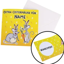 Geldkarte "Extra Ostermäuse" mit einem Namen Ihrer Wahl und Wunschtext im Inneren
