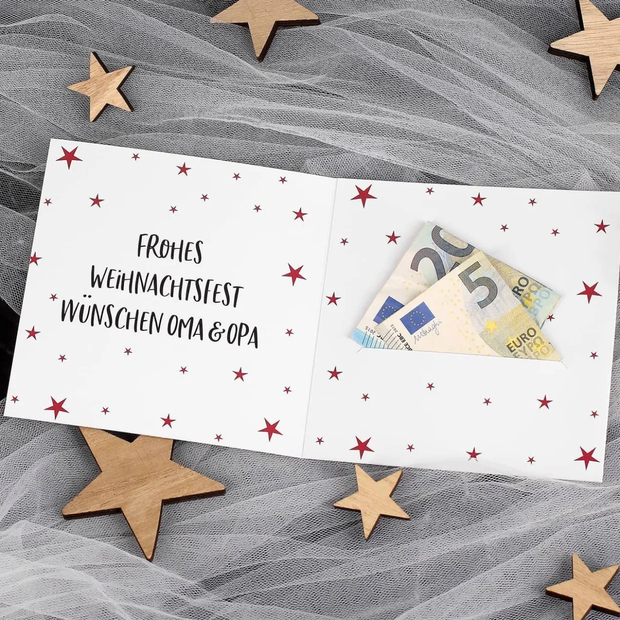 Geldkarte "Fröhliche Weihnachten" mit Name und Wunschtext