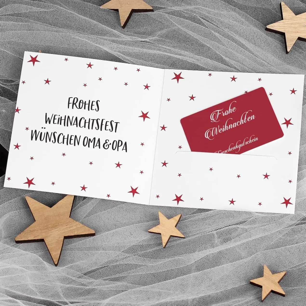 Geldkarte "Fröhliche Weihnachten" mit Name und Wunschtext