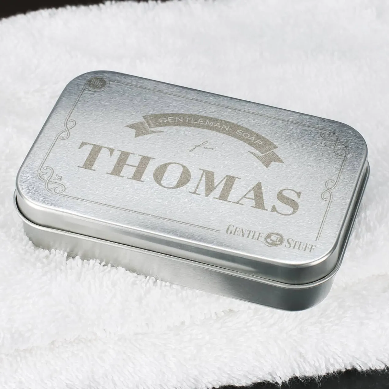 Gentleman Seife in gravierter Metall-Geschenkdose, 80g