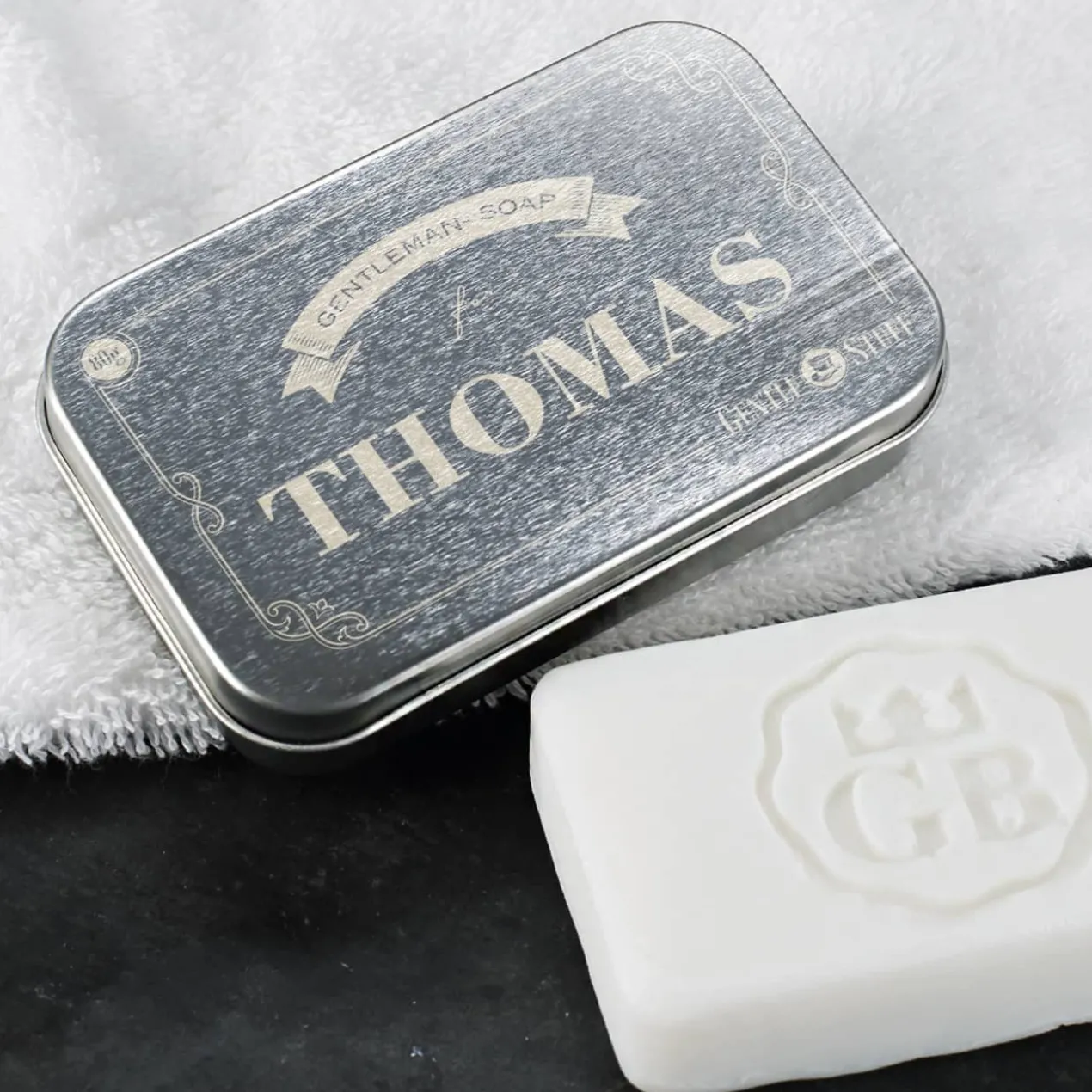 Gentleman Seife in gravierter Metall-Geschenkdose, 80g