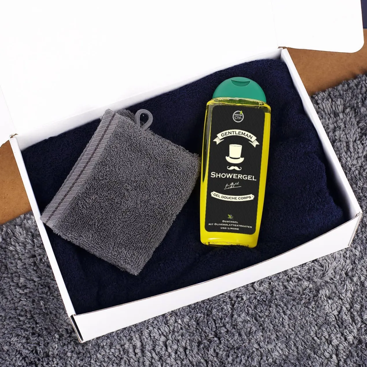 Gentleman - Wellnesspack mit Handtuch und Duschgel in Geschenkbox