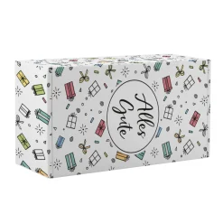Geschenkbox 'Alles Gute' Groß | 35×10×19 cm | Geschenkverpackung mit bunten Motiven