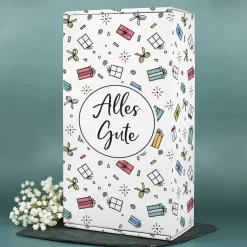 Geschenkbox 'Alles Gute' Groß | 35×10×19 cm | Geschenkverpackung mit bunten Motiven