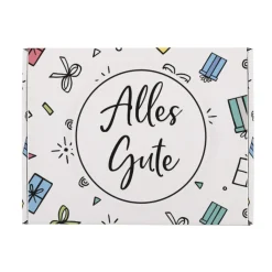 Geschenkbox 'Alles Gute' Mittelgroß | 21×8×15 cm | Geschenkverpackung mit bunten Motiven