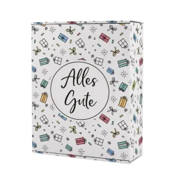 Geschenkbox 'Alles Gute' XL | 35×10×28 cm | Geschenkverpackung mit bunten Motiven