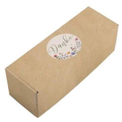 Geschenkbox 'Danke' lang | Floraler Kraftpapier-Look, rundum bedruckt | 27×9,5×9,5 cm