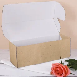 Geschenkbox 'Danke' lang | Floraler Kraftpapier-Look, rundum bedruckt | 27×9,5×9,5 cm