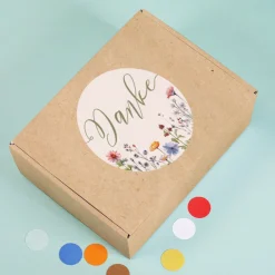 Geschenkbox 'Danke' mittelgroß | Floraler Kraftpapier-Look, rundum bedruckt | 21×8×15 cm