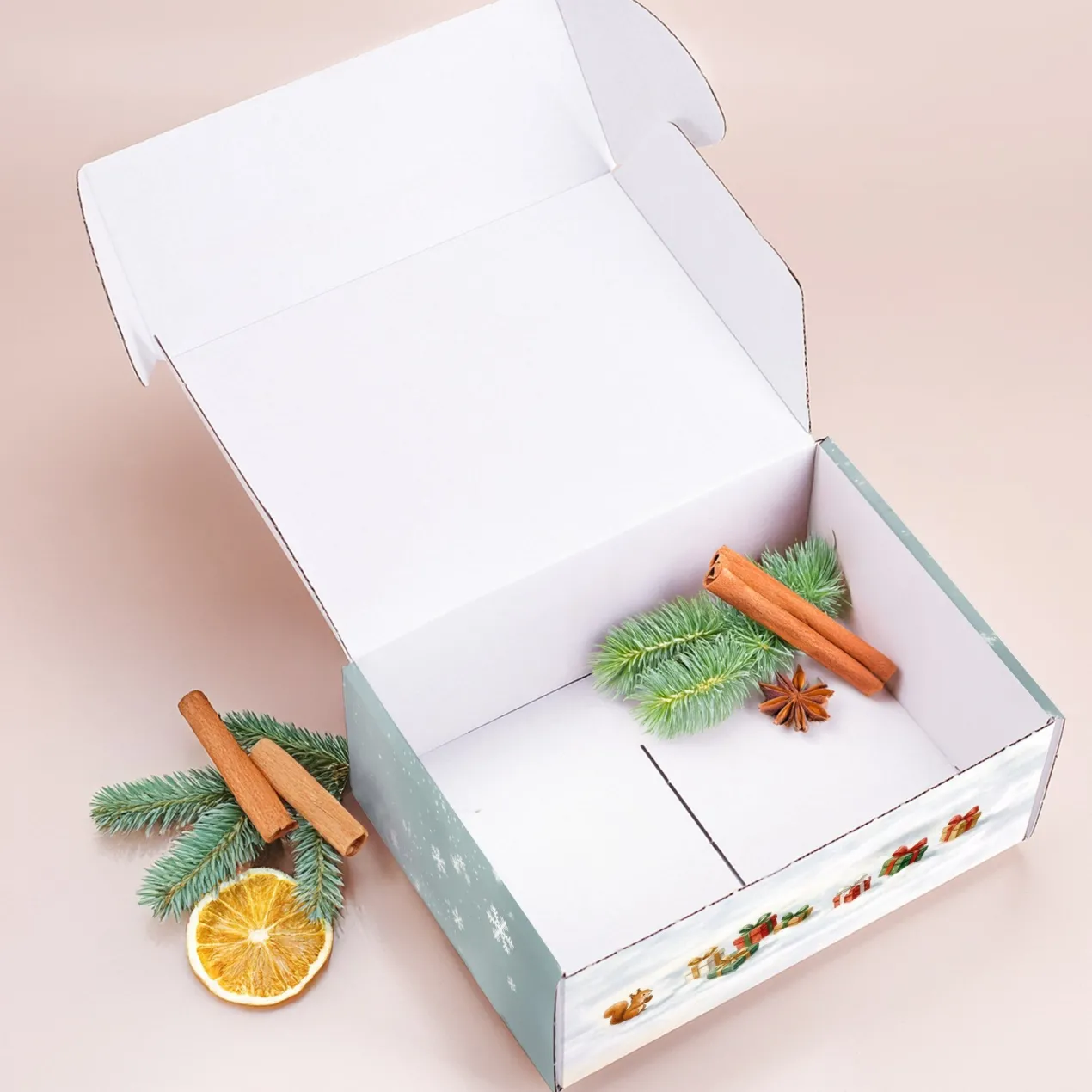 Geschenkbox 'Fröhliche Weihnachten' mit Wichtelmotiv | Mittelgroße Geschenkverpackung 21×8×15 cm