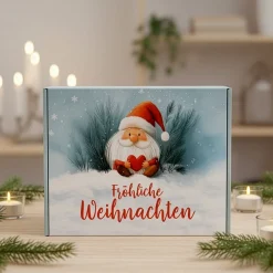 Geschenkbox 'Fröhliche Weihnachten' mit Wichtelmotiv | XL Geschenkverpackung für große Geschenke