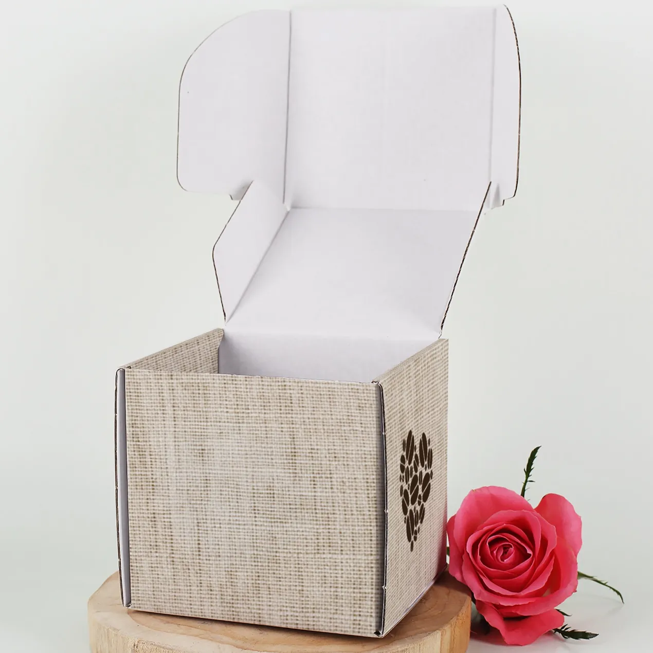 Geschenkbox für Kaffeetassen personalisiert mit eigenem Text | Kaffee-Herz