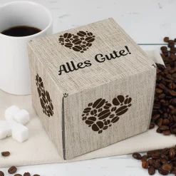Geschenkbox für Kaffeetassen personalisiert mit eigenem Text | Kaffee-Herz