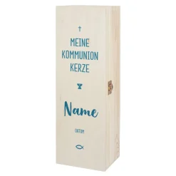 Geschenkbox für Kommunionkerzen - mit Name und Datum in drei Farben zur Auswahl