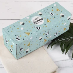 Geschenkbox 'Happy Birthday' lang | 27×9,5×9,5 cm | Geburtstagsverpackung