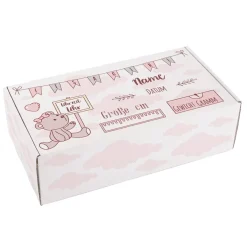 Geschenkbox mit Teddy in rosa zur Geburt
