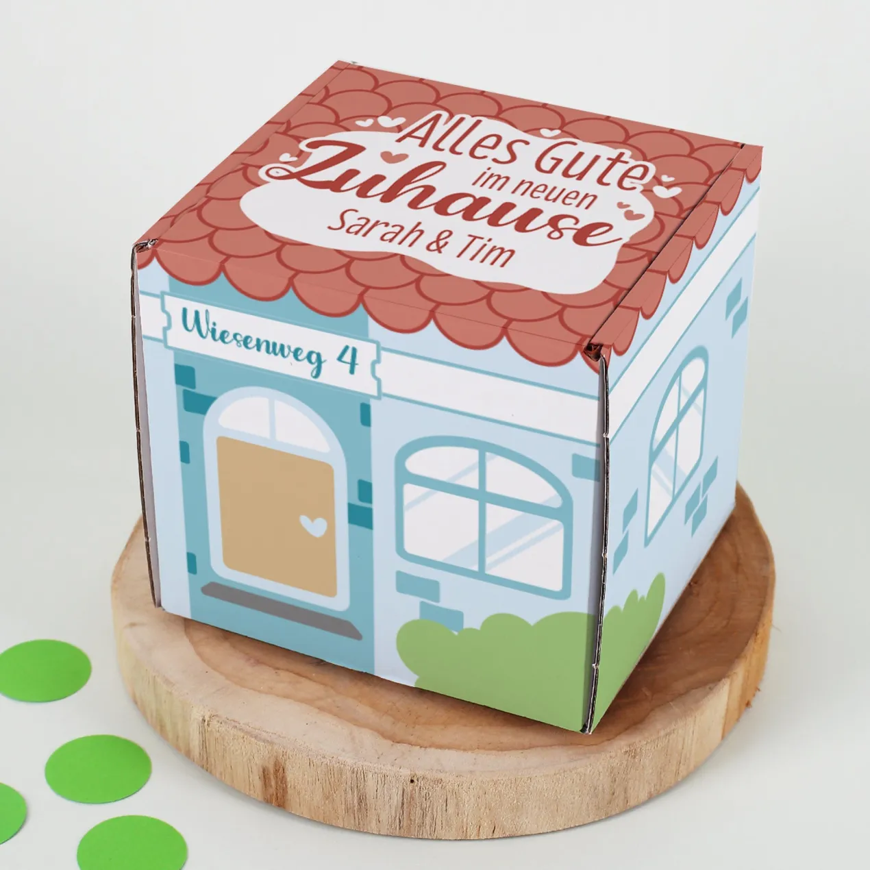 Geschenkbox zum Einzug oder Hausbau | Personalisiert mit Namen, Adresse & Wunschtext