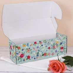 Geschenkbox zum Muttertag für Flaschen und Gläser mit Blumenmotiv und Spruch