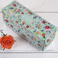 Geschenkbox zum Muttertag für Flaschen und Gläser mit Blumenmotiv und Spruch