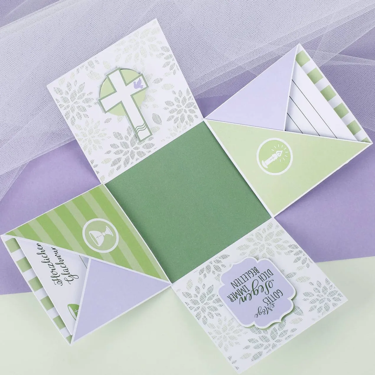 Geschenkbox zur Taufe, Kommunion oder Konfirmation mit Name und Wunschtext
