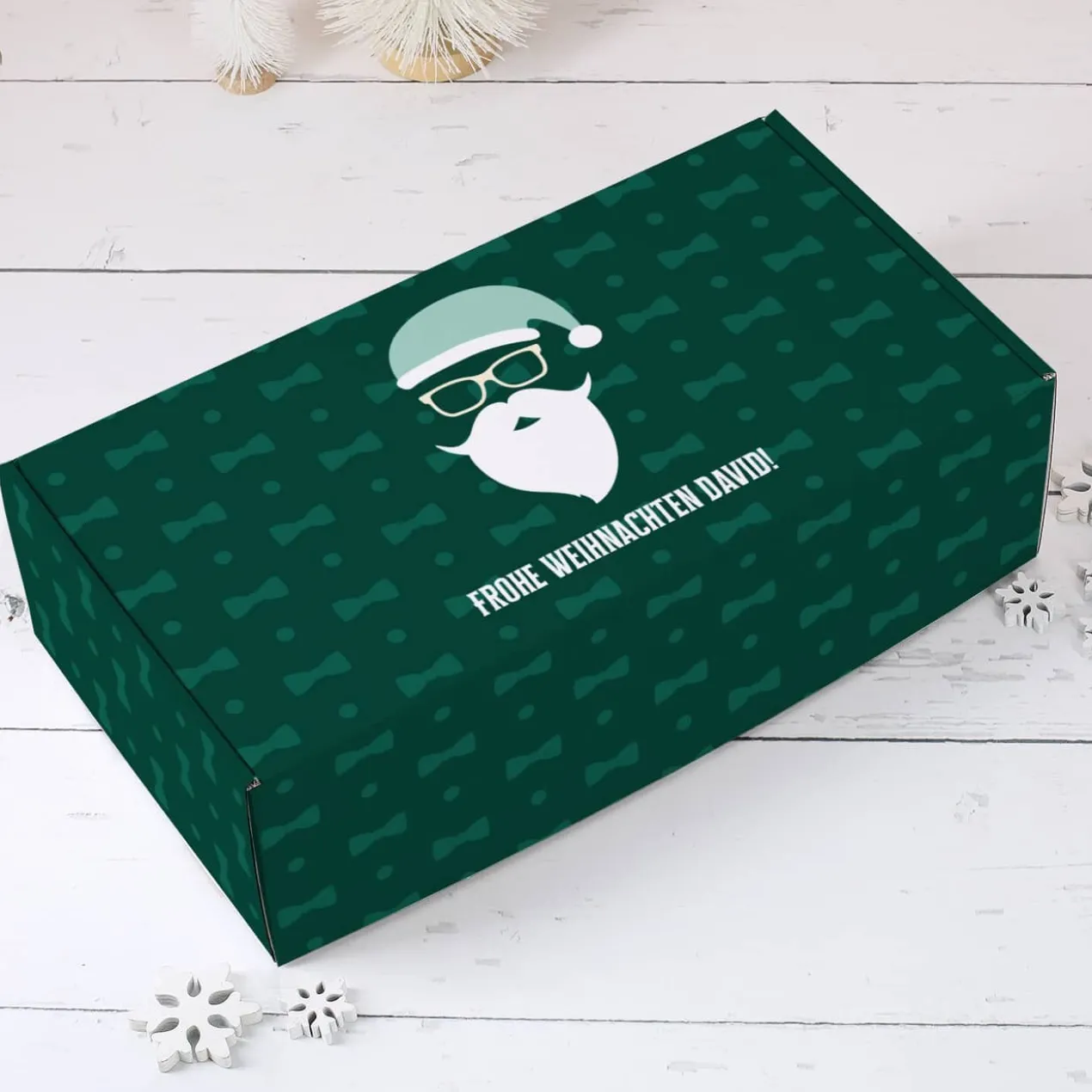 Geschenkbox zu Weihnachten mit Wunschtext
