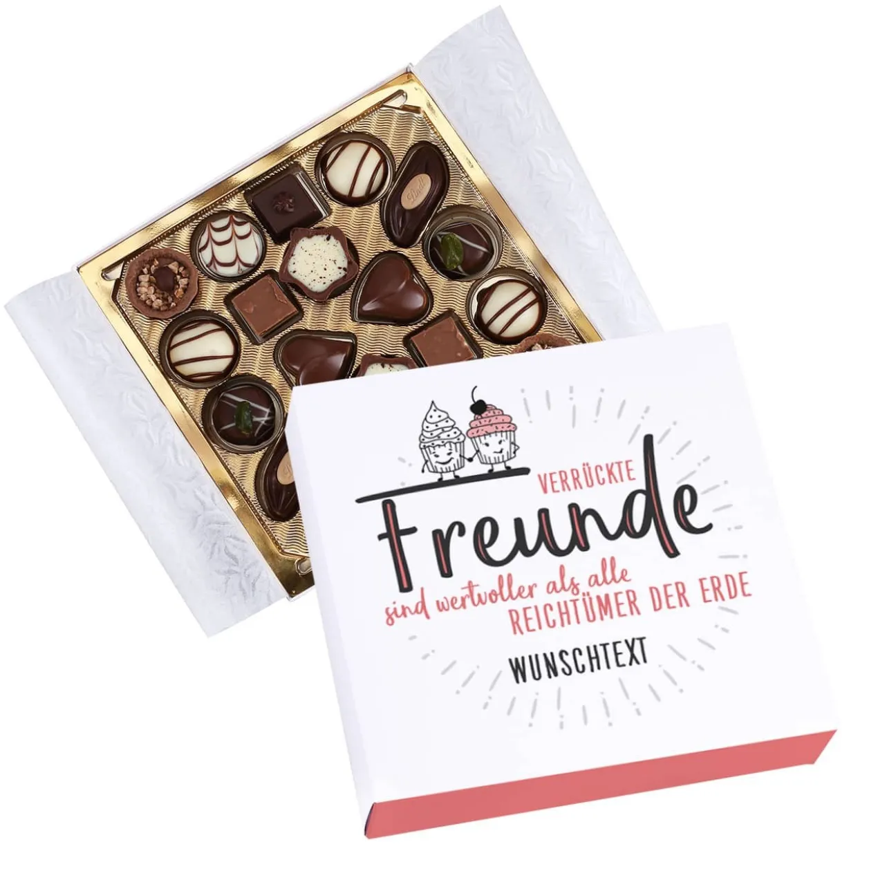 Geschenk für verrückte Freunde - Pralinen mit Wunschtext, 100g Lindt Mini-Pralinés