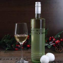 Geschenkholzbox zu Weihnachten mit Weinglas und Bree Weinflasche