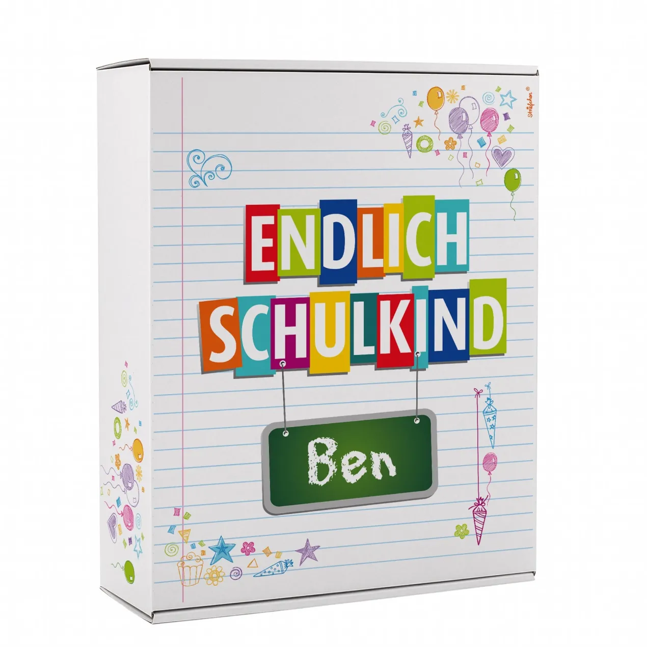Geschenkkarton zur Einschulung personalisiert mit Name | Endlich Schulkind | 3 Größen