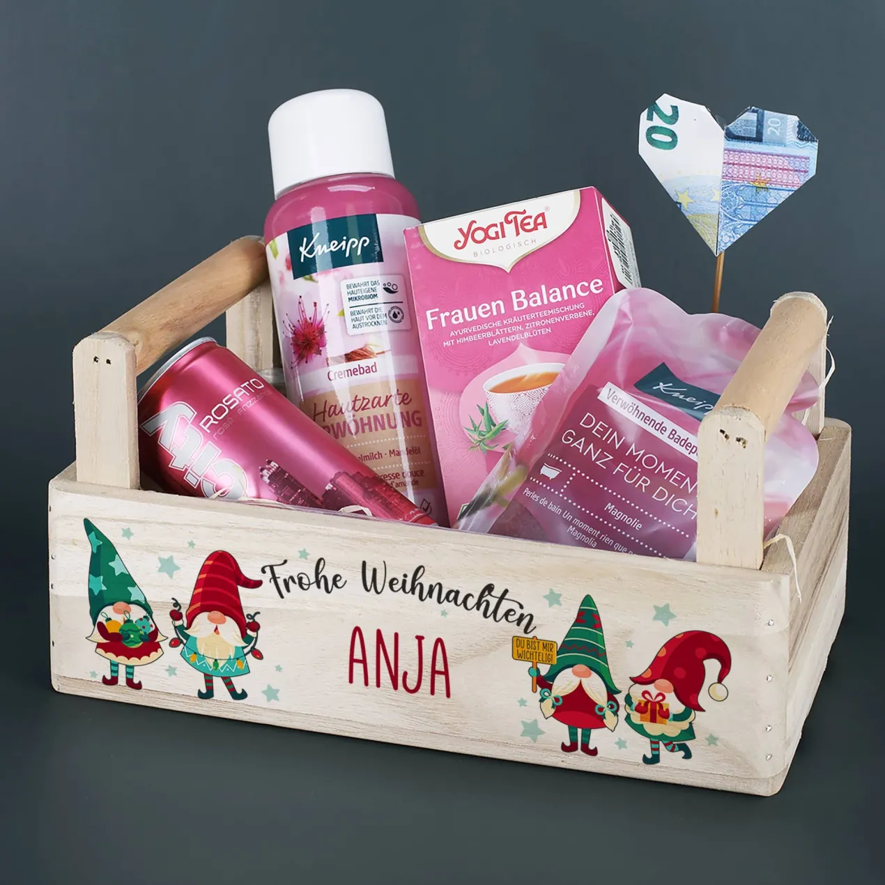 Geschenkkorb - Du bist mir wichtelig - mit Inhalt Namensaufdruck