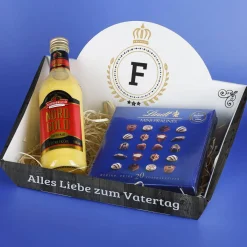 Geschenkkorb für Männer mit persönlichem Druck und verschiedenen Füllungen