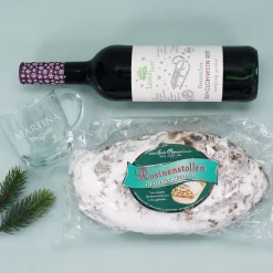 Geschenkkorb "Merry Christmas" mit Glühwein, Stollen und graviertem Glas