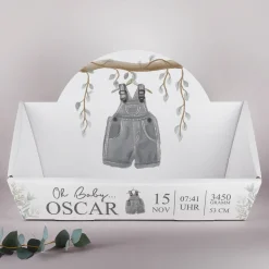 Geschenkkorb mit Aufdruck als Geschenk zur Geburt