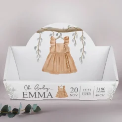 Geschenkkorb mit Aufdruck als Geschenk zur Geburt
