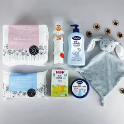 Geschenkkorb mit Aufdruck als Geschenk zur Geburt