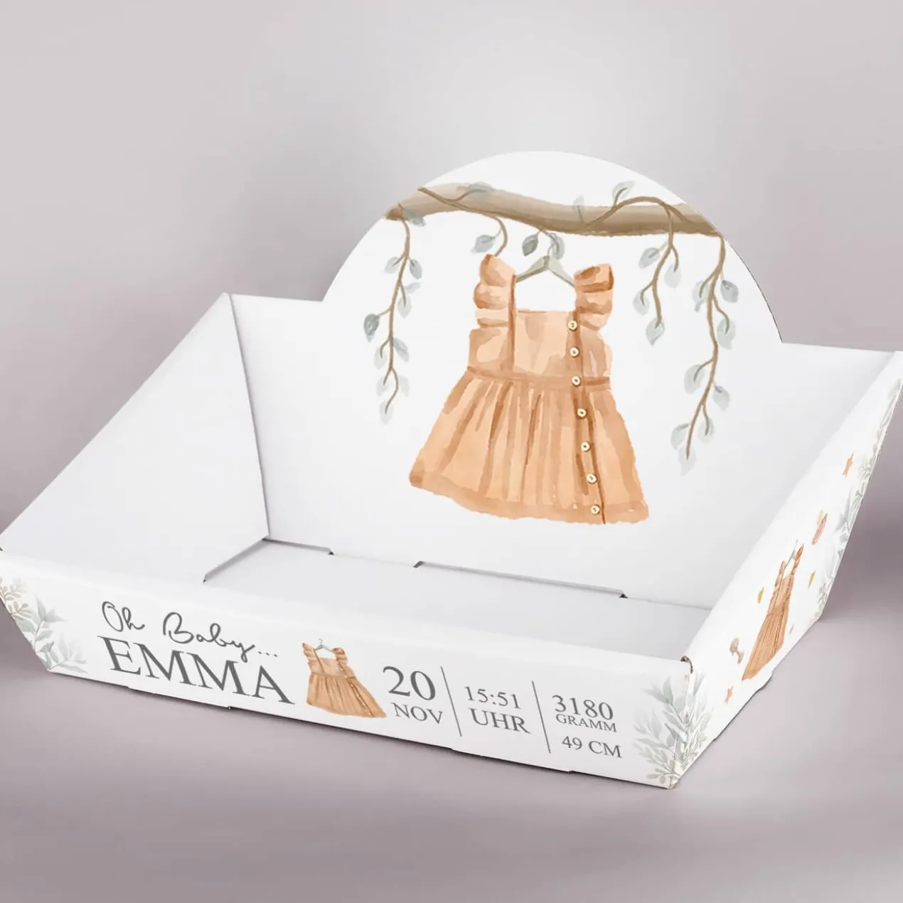 Geschenkkorb mit Aufdruck als Geschenk zur Geburt
