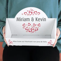 Geschenkkorb mit Herzen, Namen & Wunschtext, 2 Größen wählbar
