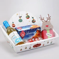 Geschenkkorb mit Lindorkugeln, Tee und Glühwein zu Weihnachten
