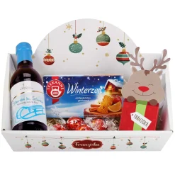 Geschenkkorb mit Lindorkugeln, Tee und Glühwein zu Weihnachten
