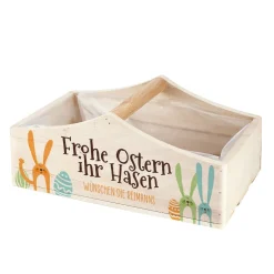 Geschenkkorb & Pflanzkorb 'Frohe Ostern ihr Hasen' personalisiert mit Wunschtext | 3 Varianten