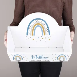 Geschenkkorb - Regenbogen - zur Geburt in rosa oder blau, wahlweise mit Füllung