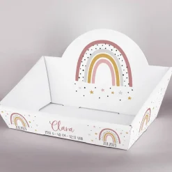 Geschenkkorb - Regenbogen - zur Geburt in rosa oder blau, wahlweise mit Füllung