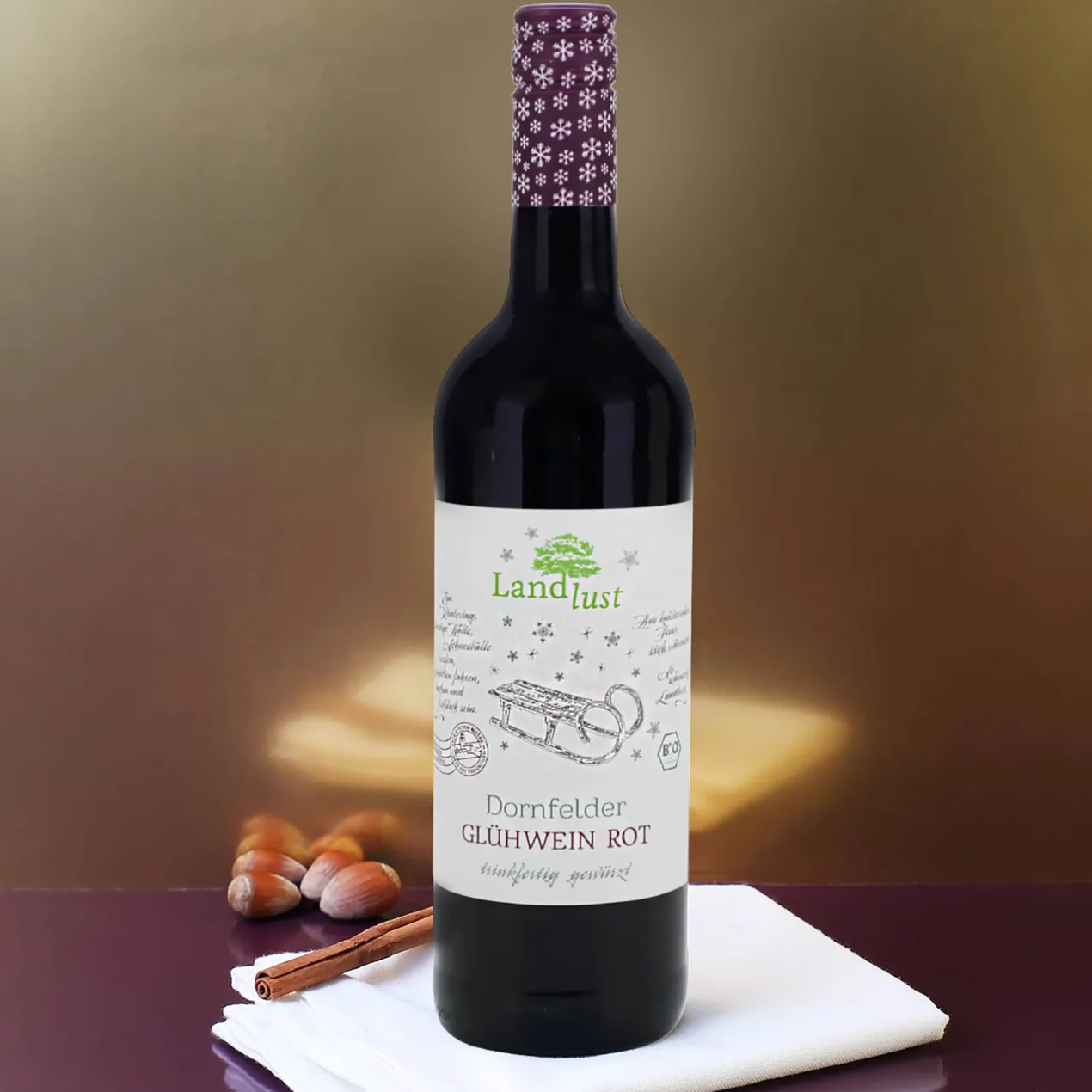 Geschenkkorb - Weihnachtskranz - mit Glühwein, Stollen und graviertem Glas