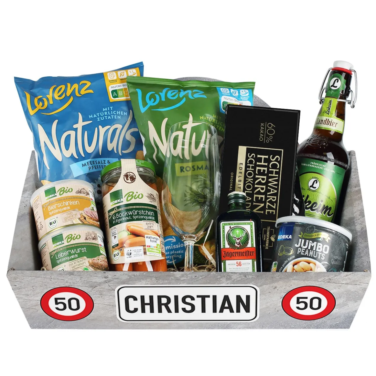 Geschenkkorb zum Geburtstag - Verkehrszeichen - mit verschiedenen Füllungen