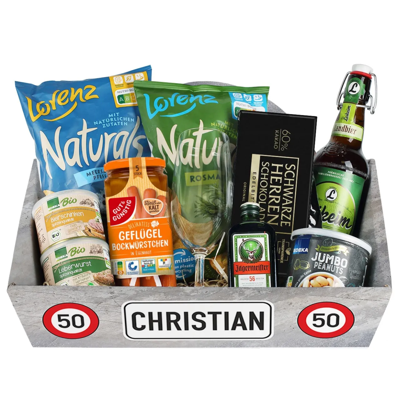 Geschenkkorb zum Geburtstag - Verkehrszeichen - mit verschiedenen Füllungen